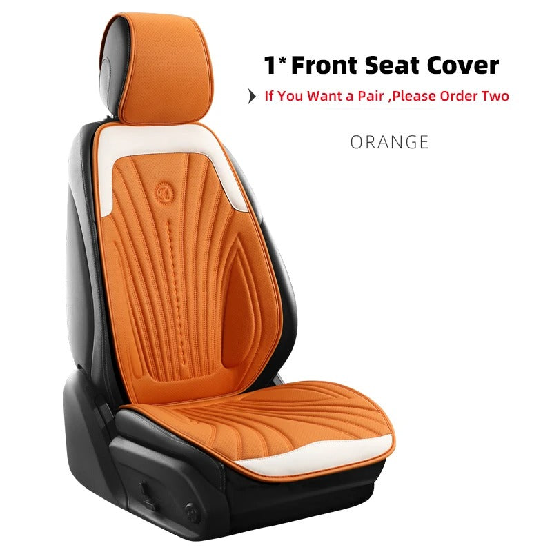 Universal Pink and White Car Seat Cover - Breathable Leather Protector Mat with Anti-Slip Design