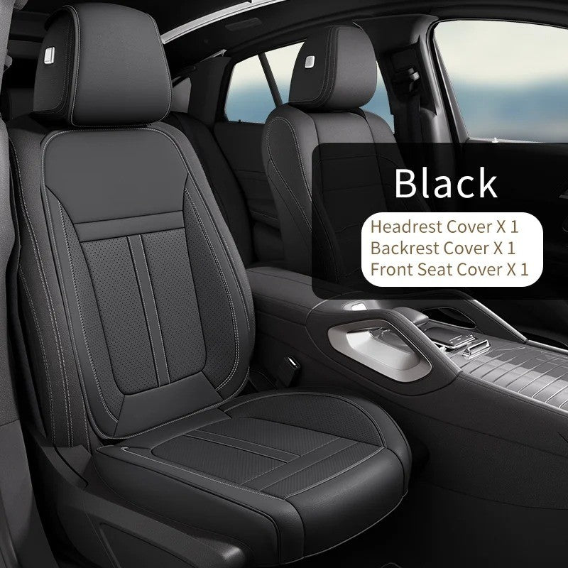 Full Set Nappa Leather Car Seat Covers – Waterproof, Universal Fit with Surround Bottom Design | Luxury Seat Protector for Cars, SUVs, Pickups