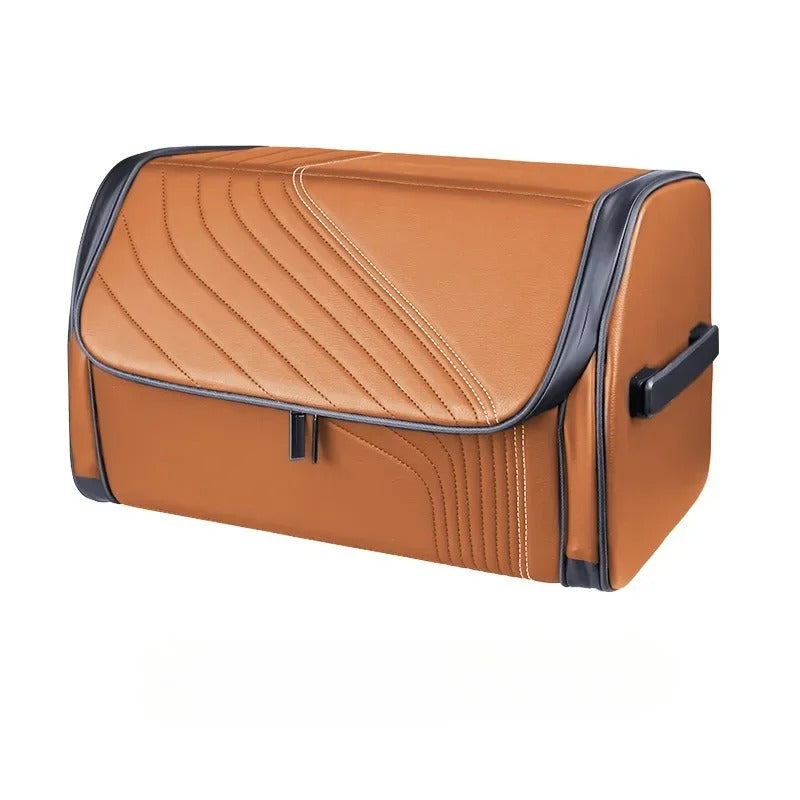 Luxury Nappa Leather Foldable Trunk Organizer with Lid & Sturdy Handle – Perfect for Car