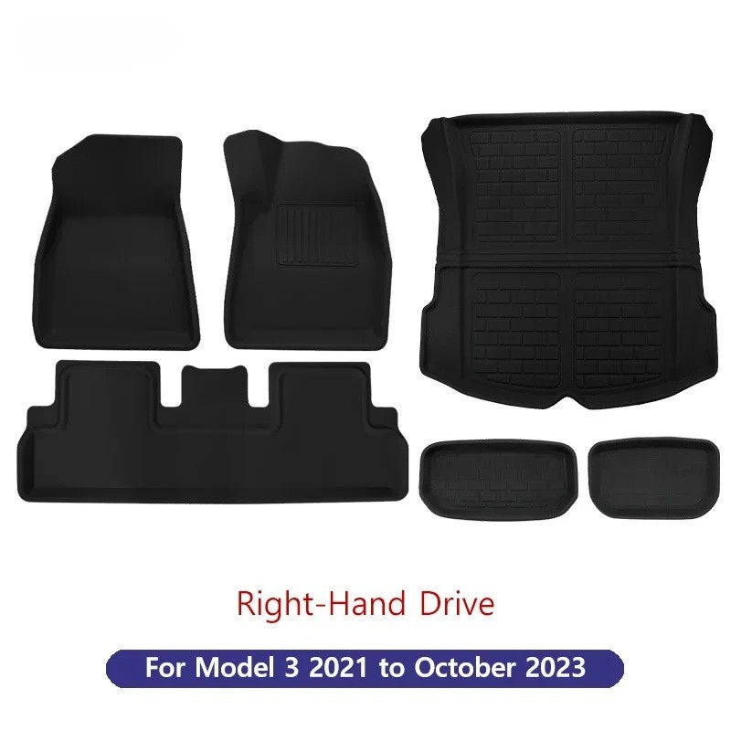 Tesla Model Y/3 Floor Mat & Trunk Luggage Mat (2017-2024) - All-Weather Protection for Left & Right Hand Drive (LHD/RHD)