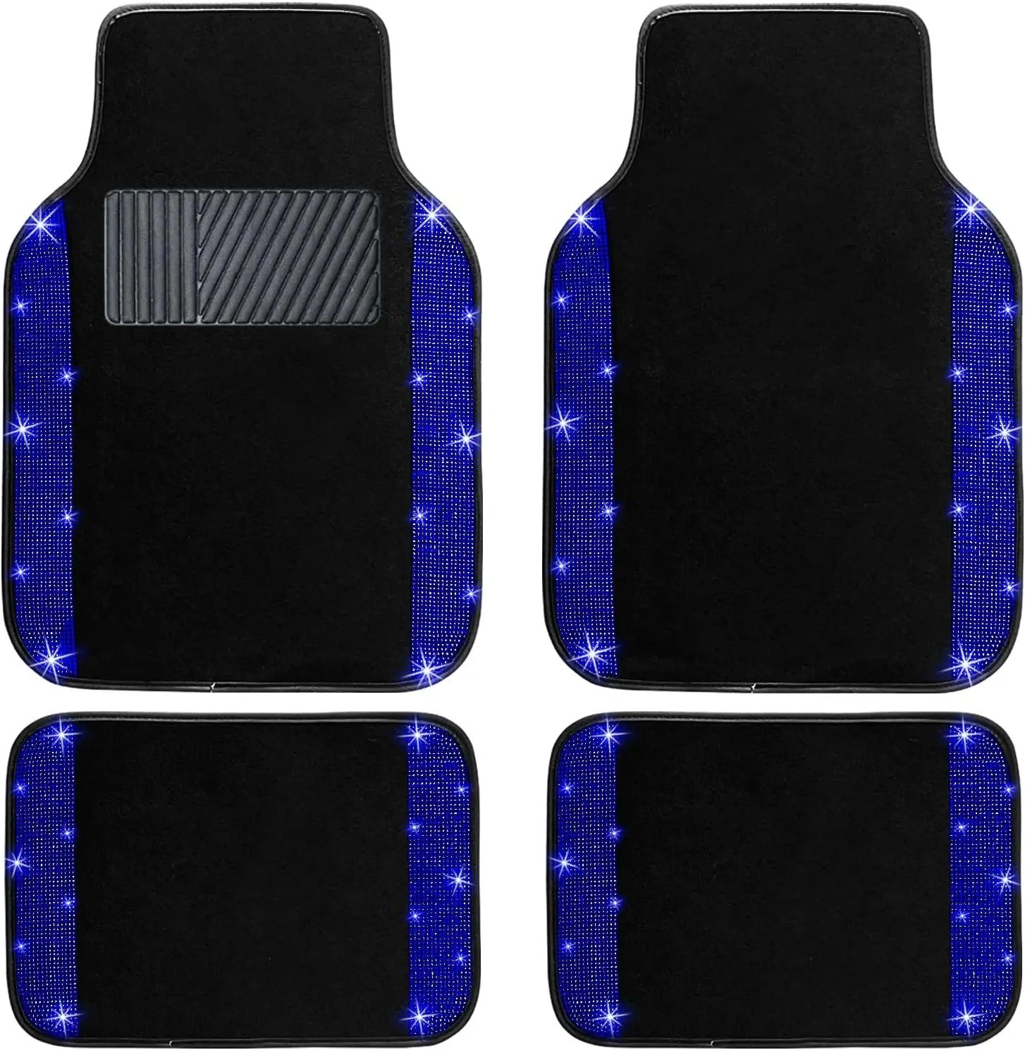 4Pcs Bling Car Floor Mats Set – Universal Fit Sparkle Diamond Glitter Carpets for Women | Anti-Slip Car Interior Mat for Cars & SUVs
