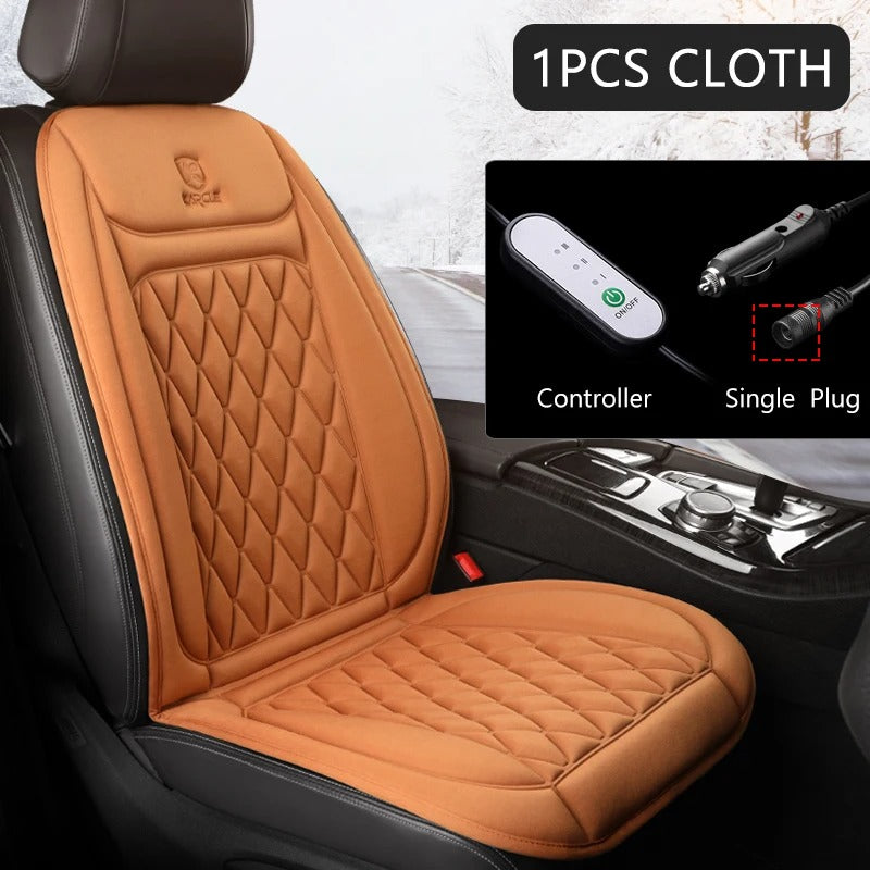 Universal 12V Heated Car Seat Cushion – Flannel/Cloth Winter Warmer with Adjustable Modes