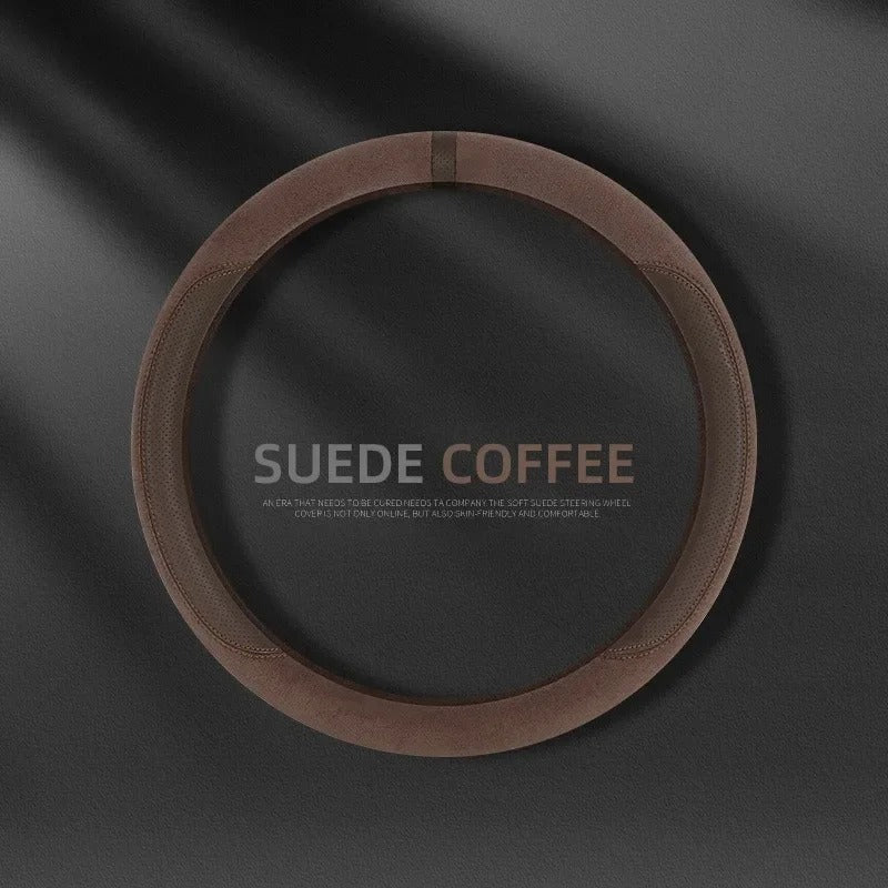 Trendy Four-Season Suede Steering Wheel Cover – Universal Non-Slip Handle Cover for Stylish Car Interior Decoration