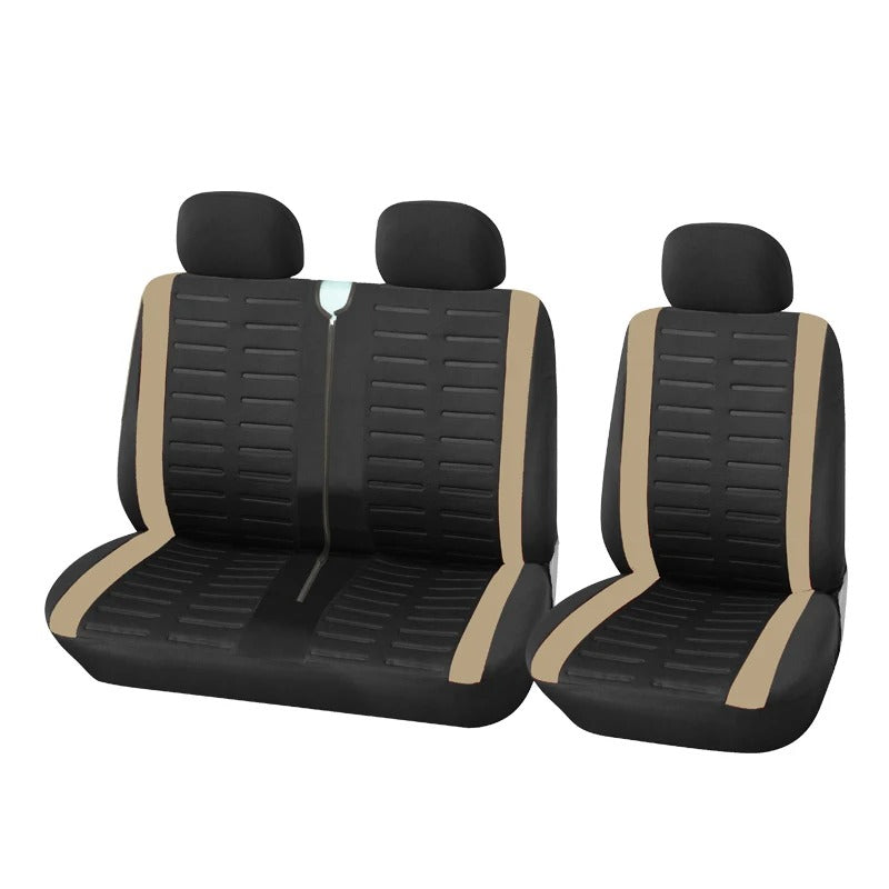 Universal 2+1 Car Seat Covers for Transporters and Vans - Stylish Tire Track Design