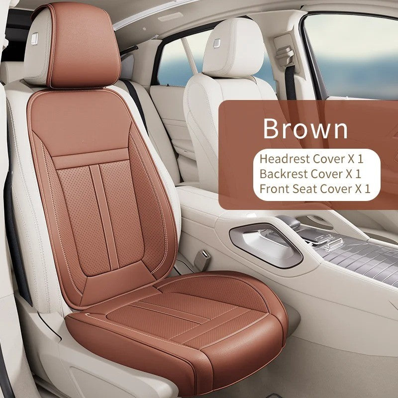 Full Set Nappa Leather Car Seat Covers – Waterproof, Universal Fit with Surround Bottom Design | Luxury Seat Protector for Cars, SUVs, Pickups