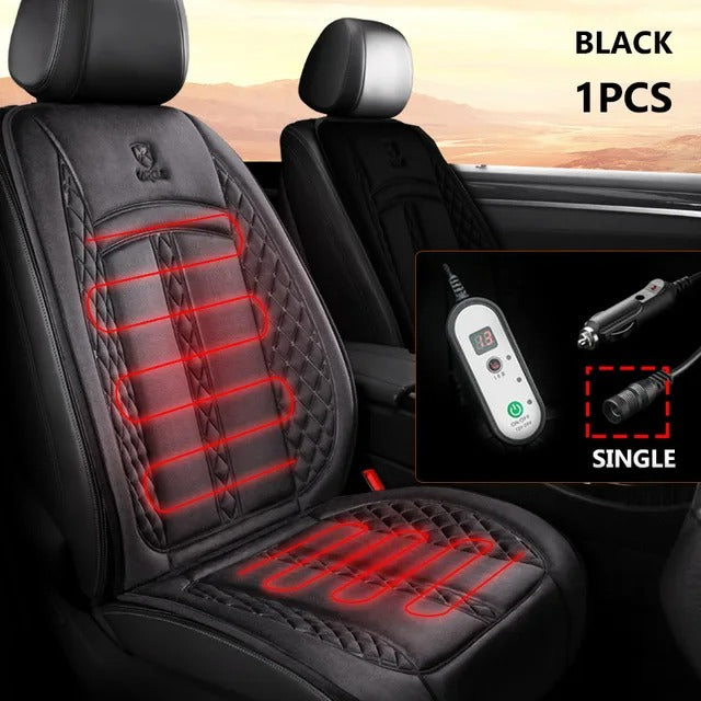 12V/24V Flannel Heated Car Seat Cover - Extra Long, Winter Electric Heating Cushion for Universal Fit