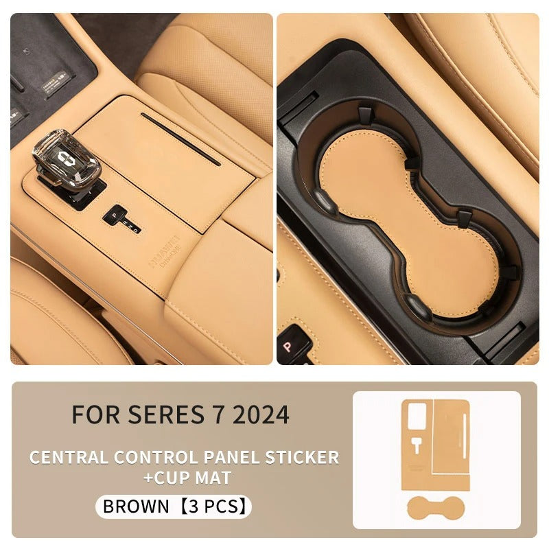 Leather Central Control Panel Stickers & Cup Mat – For SERES AITO M7 2024
