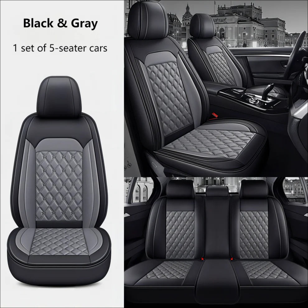 Full Set PU Leather Car Seat Covers - 3D Wrap-Around Design, Breathable and Comfortable for 5-Seater Cars