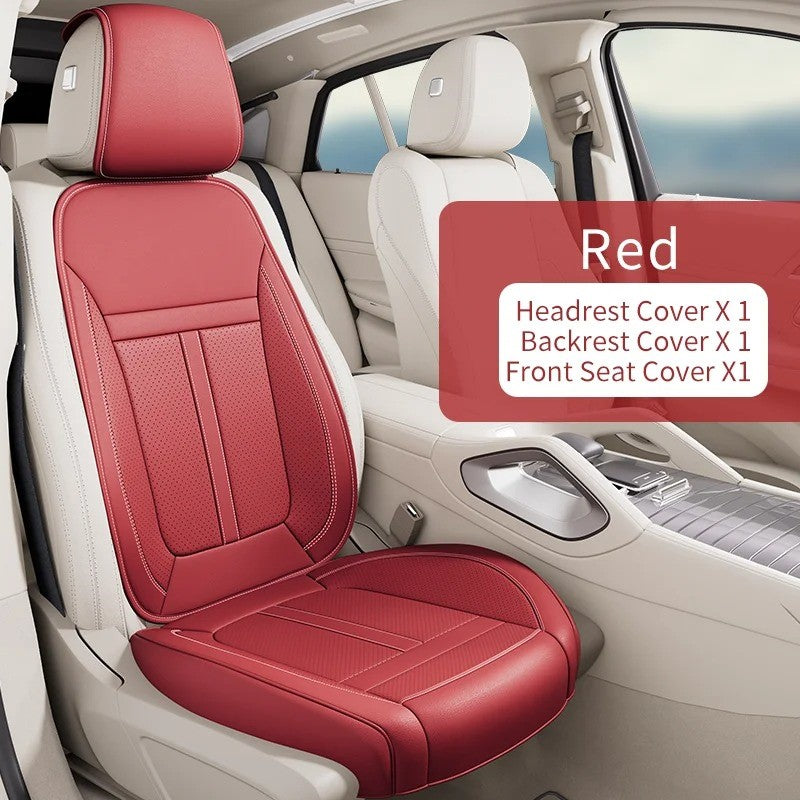 Full Set Nappa Leather Car Seat Covers – Waterproof, Universal Fit with Surround Bottom Design | Luxury Seat Protector for Cars, SUVs, Pickups