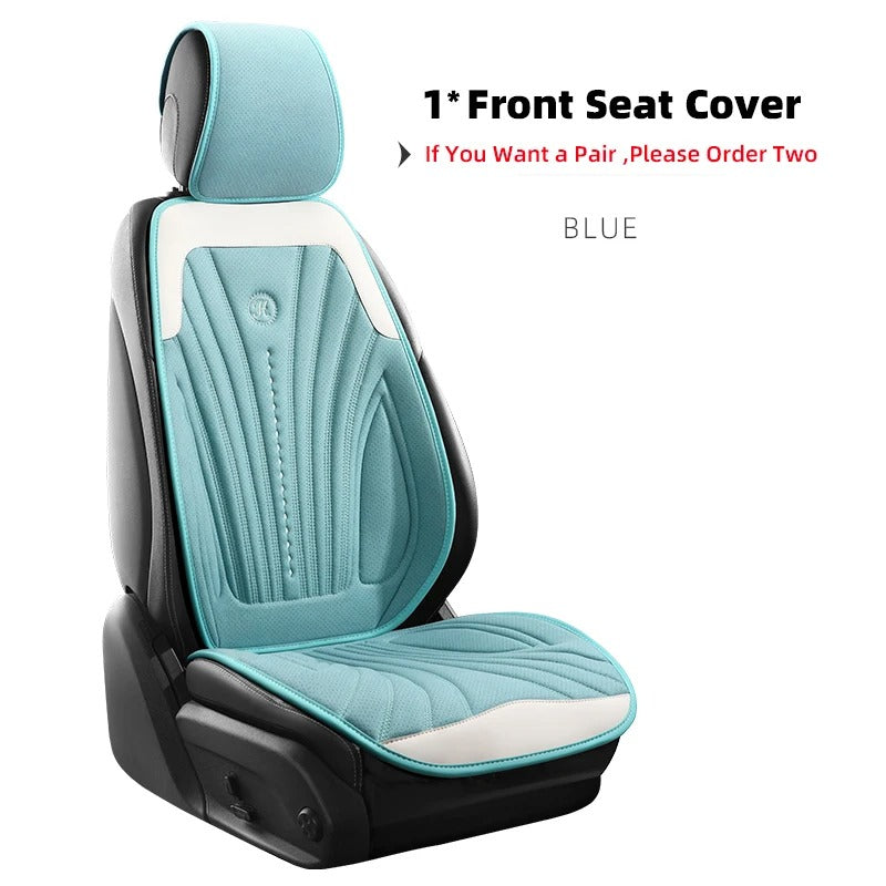 Universal Pink and White Car Seat Cover - Breathable Leather Protector Mat with Anti-Slip Design