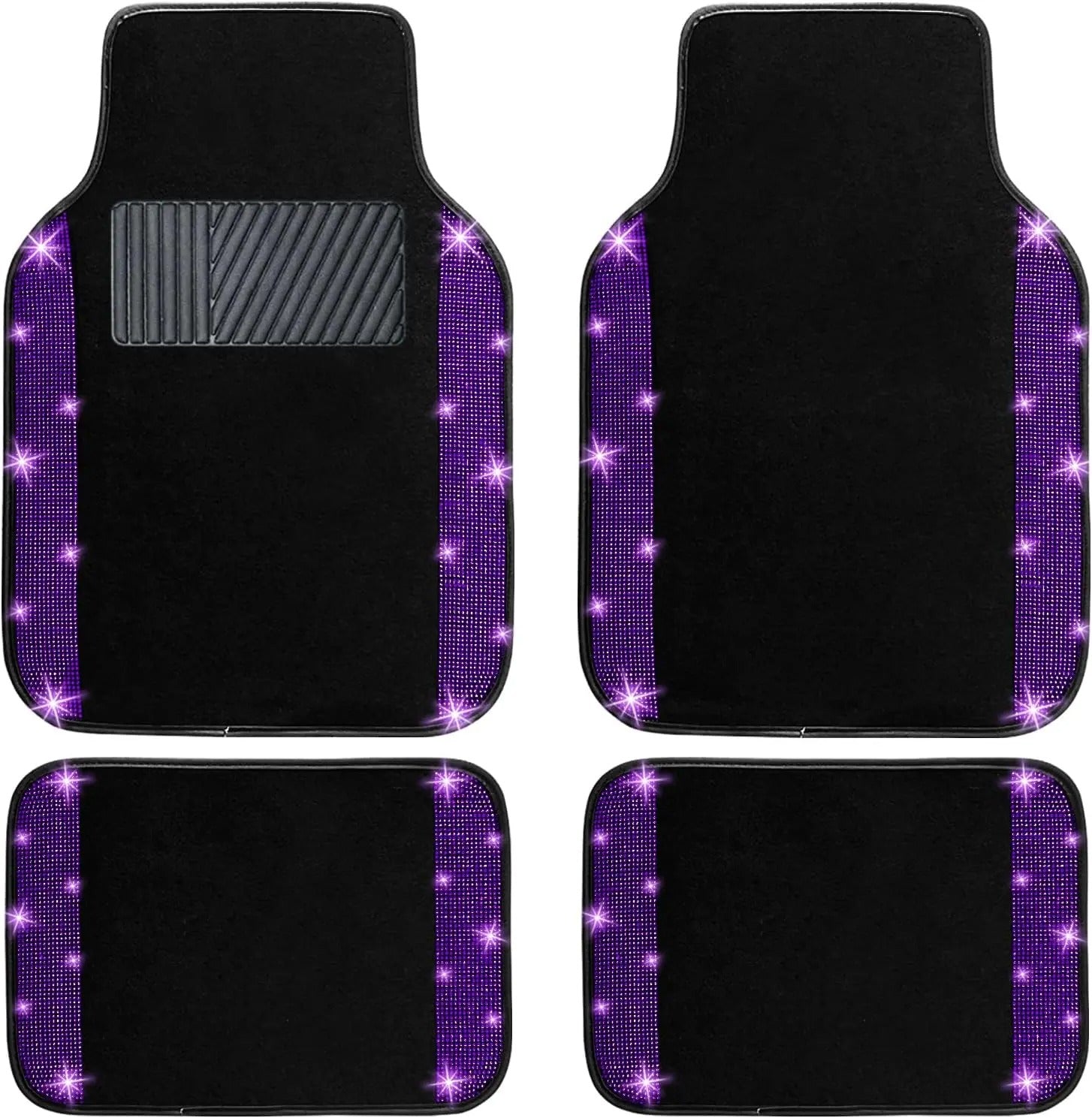 4Pcs Bling Car Floor Mats Set – Universal Fit Sparkle Diamond Glitter Carpets for Women | Anti-Slip Car Interior Mat for Cars & SUVs