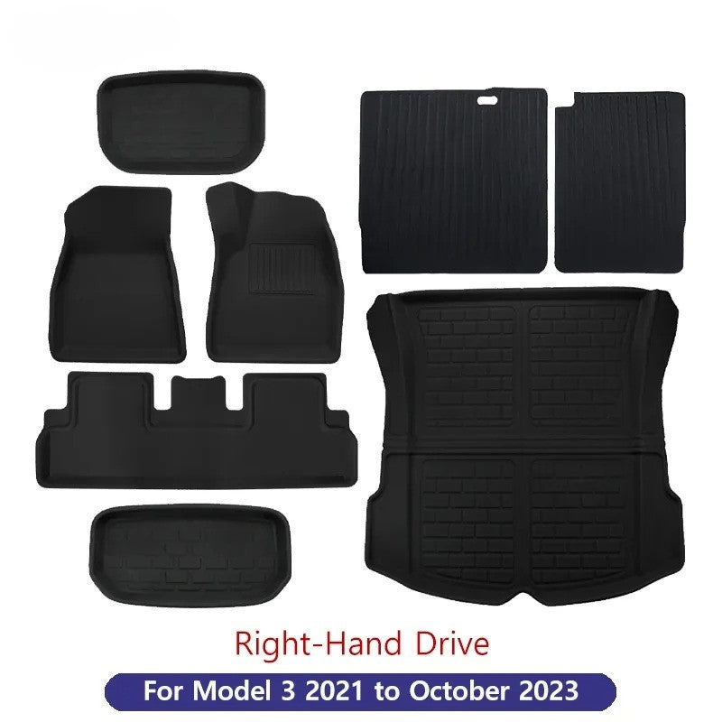 Tesla Model Y/3 Floor Mat & Trunk Luggage Mat (2017-2024) - All-Weather Protection for Left & Right Hand Drive (LHD/RHD)