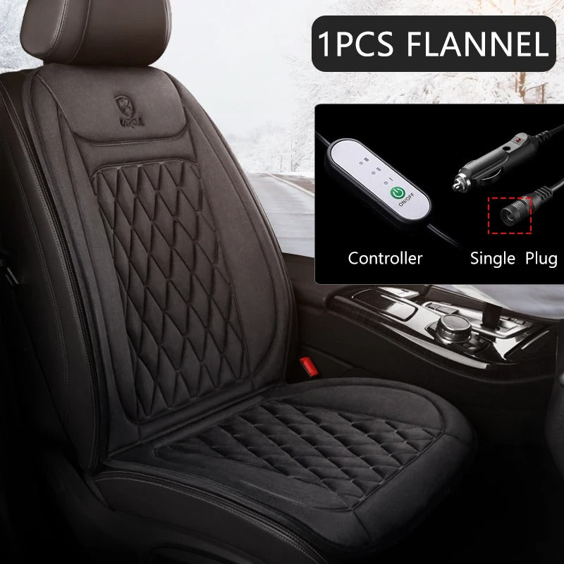 Universal 12V Heated Car Seat Cushion – Flannel/Cloth Winter Warmer with Adjustable Modes