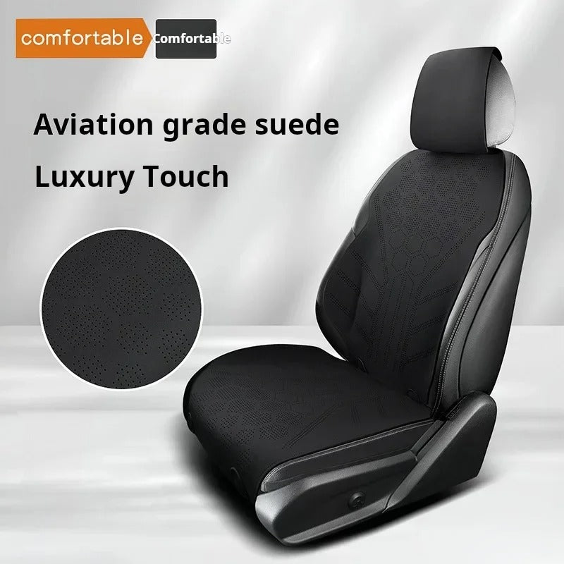 All-Season Breathable Suede Car Seat Cover - Ultra-Thin, Anti-Slip Protective Cushions for Front and Rear Seats