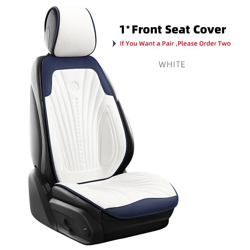 Universal Pink and White Car Seat Cover - Breathable Leather Protector Mat with Anti-Slip Design