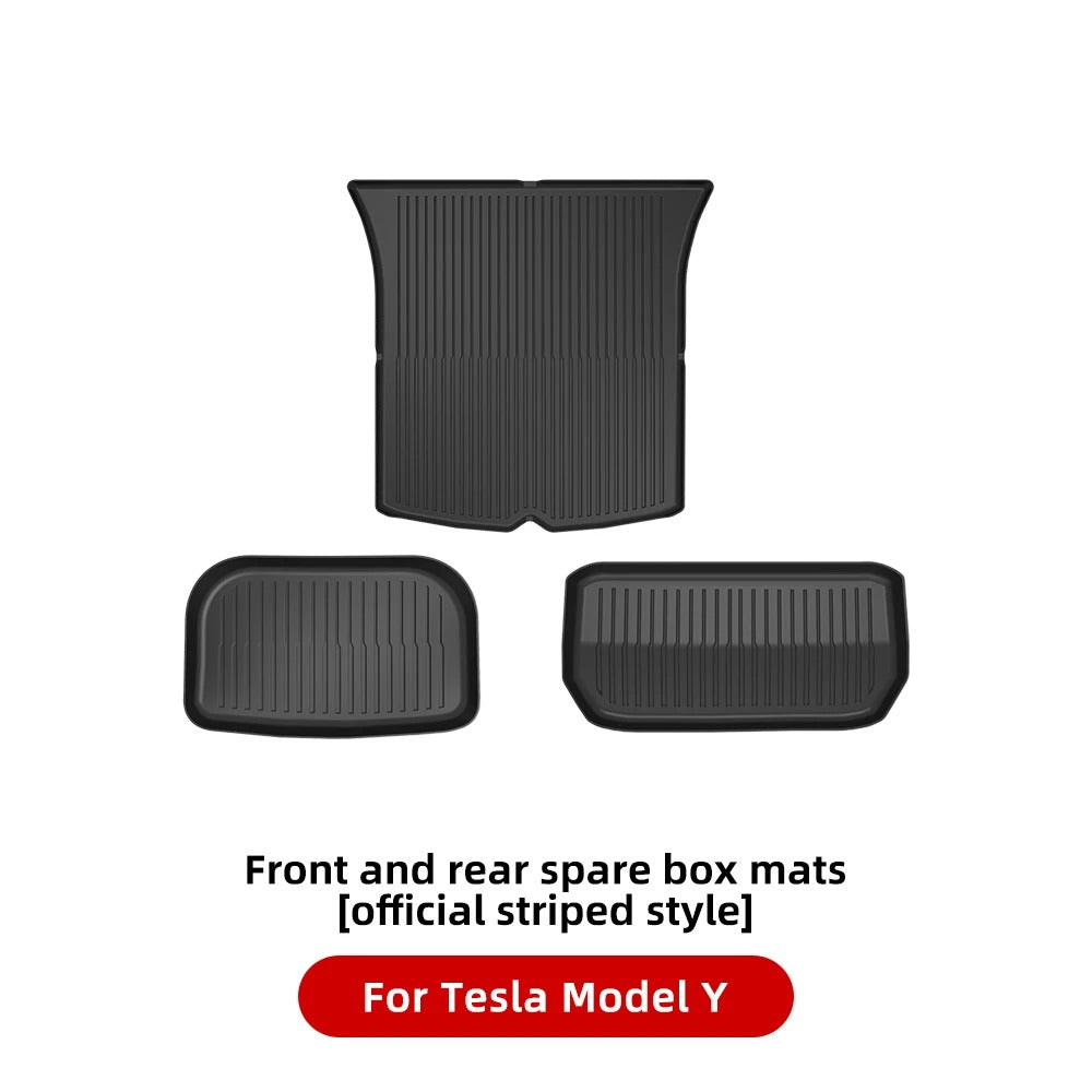 TPE Waterproof Anti-Slip Floor & Trunk Mat Set for Tesla Model Y (2021-2024) and Model 3 Highland - All-Weather Floor Liner