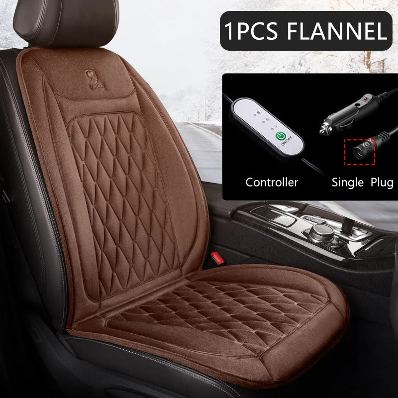 Universal 12V Heated Car Seat Cushion – Flannel/Cloth Winter Warmer with Adjustable Modes