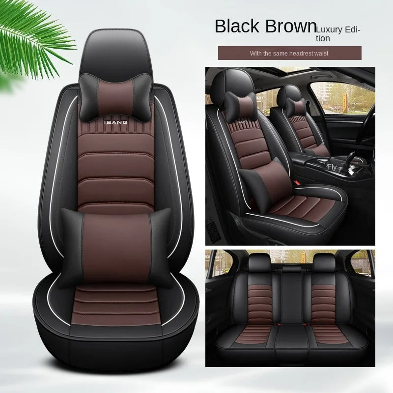 5D Car Seat Covers for Car - Premium PU Leather Universal Fit for 5-Seat Cars, SUVs, and Trucks