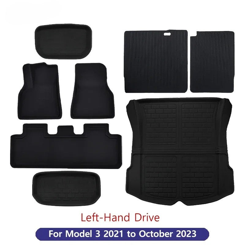 Tesla Model Y/3 Floor Mat & Trunk Luggage Mat (2017-2024) - All-Weather Protection for Left & Right Hand Drive (LHD/RHD)