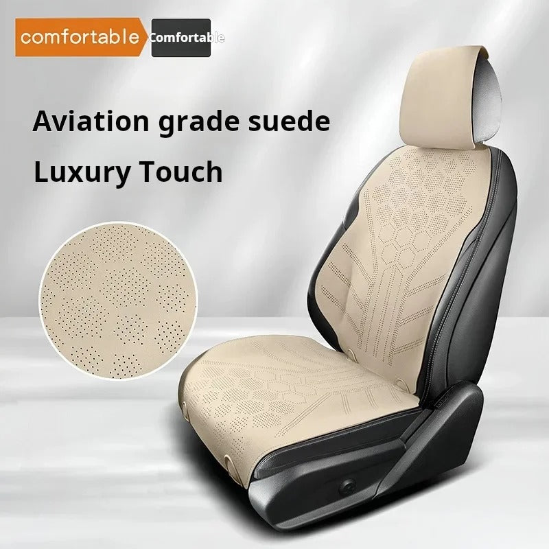 All-Season Breathable Suede Car Seat Cover - Ultra-Thin, Anti-Slip Protective Cushions for Front and Rear Seats