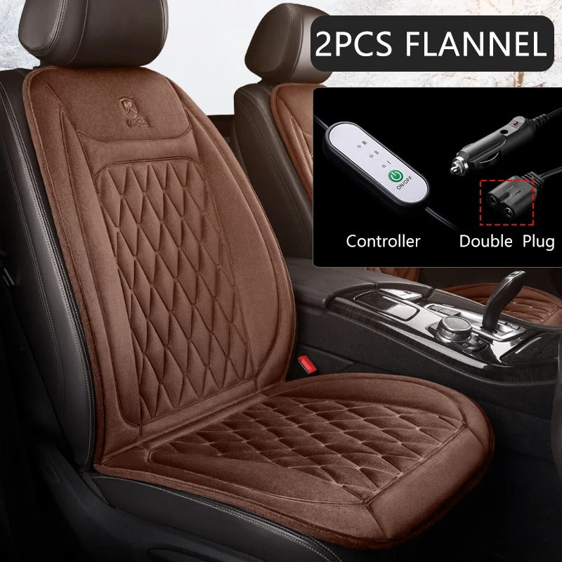 Universal 12V Heated Car Seat Cushion – Flannel/Cloth Winter Warmer with Adjustable Modes