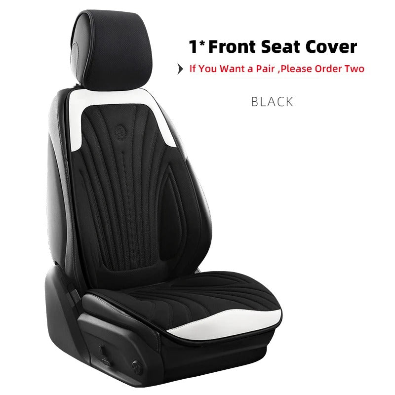 Universal Pink and White Car Seat Cover - Breathable Leather Protector Mat with Anti-Slip Design