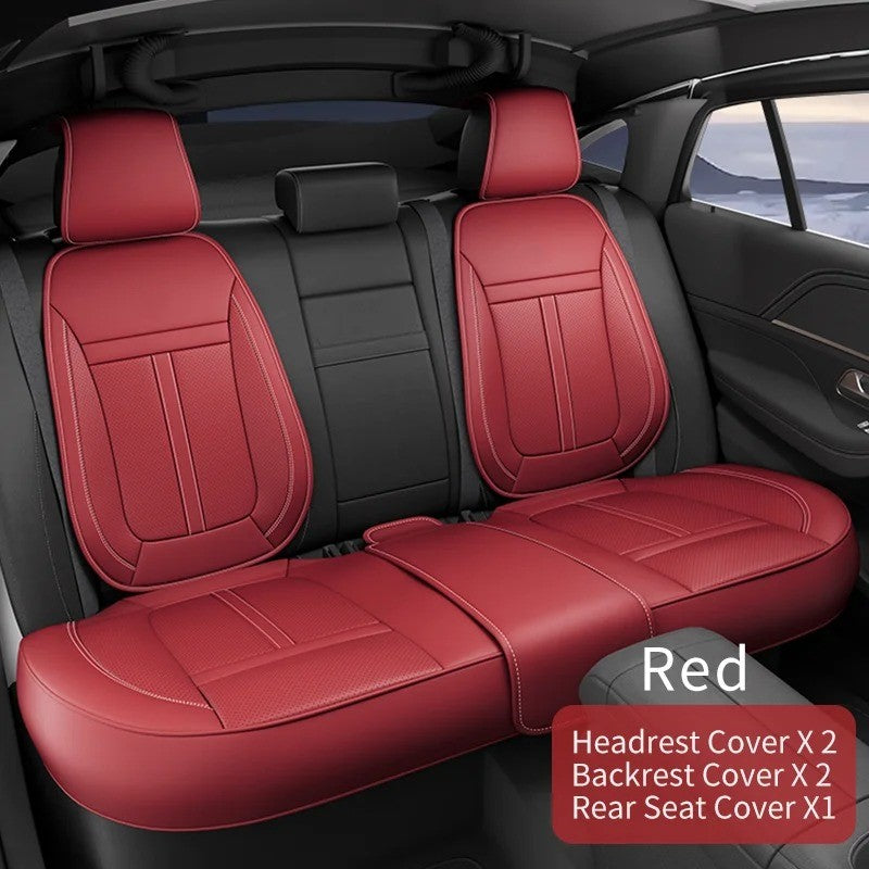 Full Set Nappa Leather Car Seat Covers – Waterproof, Universal Fit with Surround Bottom Design | Luxury Seat Protector for Cars, SUVs, Pickups