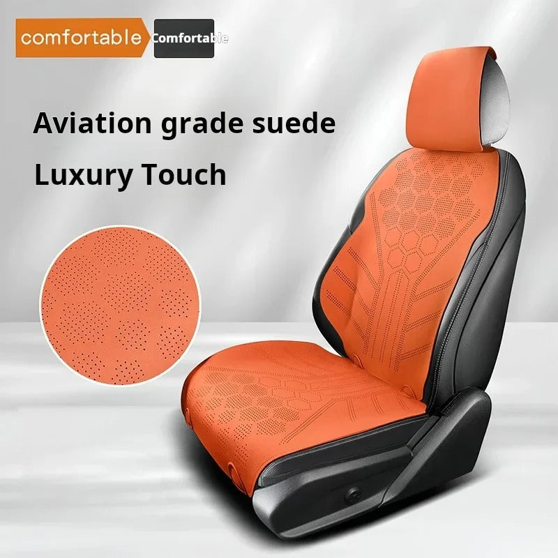 All-Season Breathable Suede Car Seat Cover - Ultra-Thin, Anti-Slip Protective Cushions for Front and Rear Seats