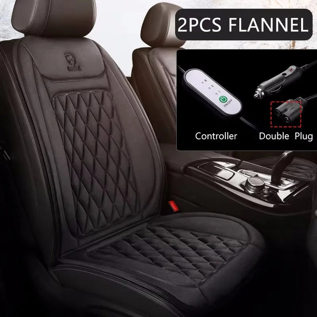 12V Heated Car Seat Cushion – Universal Winter Seat Heater with Three Heating Modes - Delicate Leather