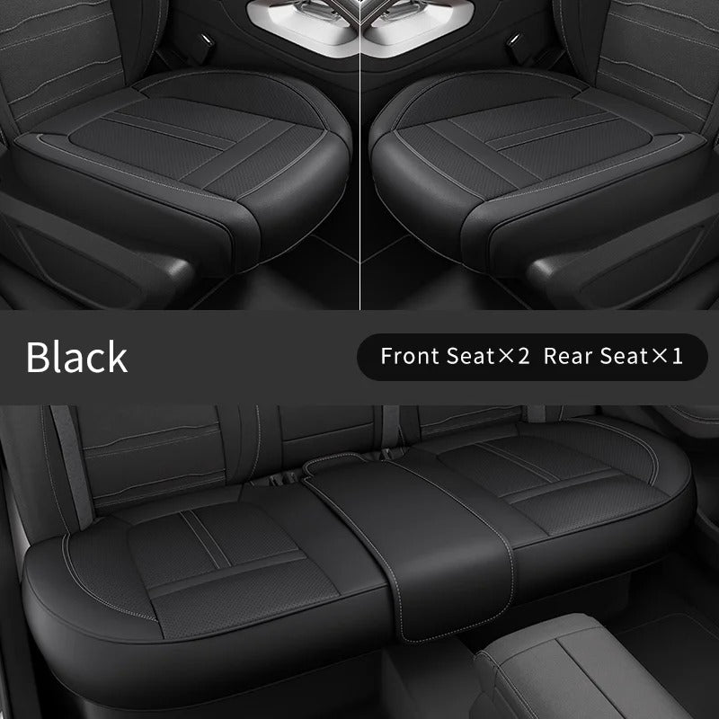 Full Set Nappa Leather Car Seat Covers – Waterproof, Universal Fit with Surround Bottom Design | Luxury Seat Protector for Cars, SUVs, Pickups