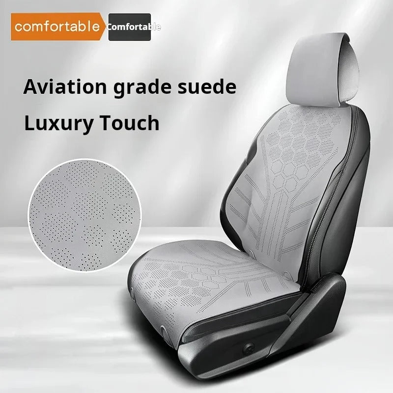 All-Season Breathable Suede Car Seat Cover - Ultra-Thin, Anti-Slip Protective Cushions for Front and Rear Seats