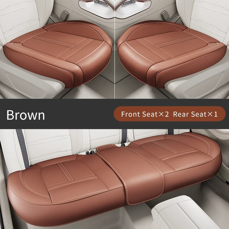 Full Set Nappa Leather Car Seat Covers – Waterproof, Universal Fit with Surround Bottom Design | Luxury Seat Protector for Cars, SUVs, Pickups