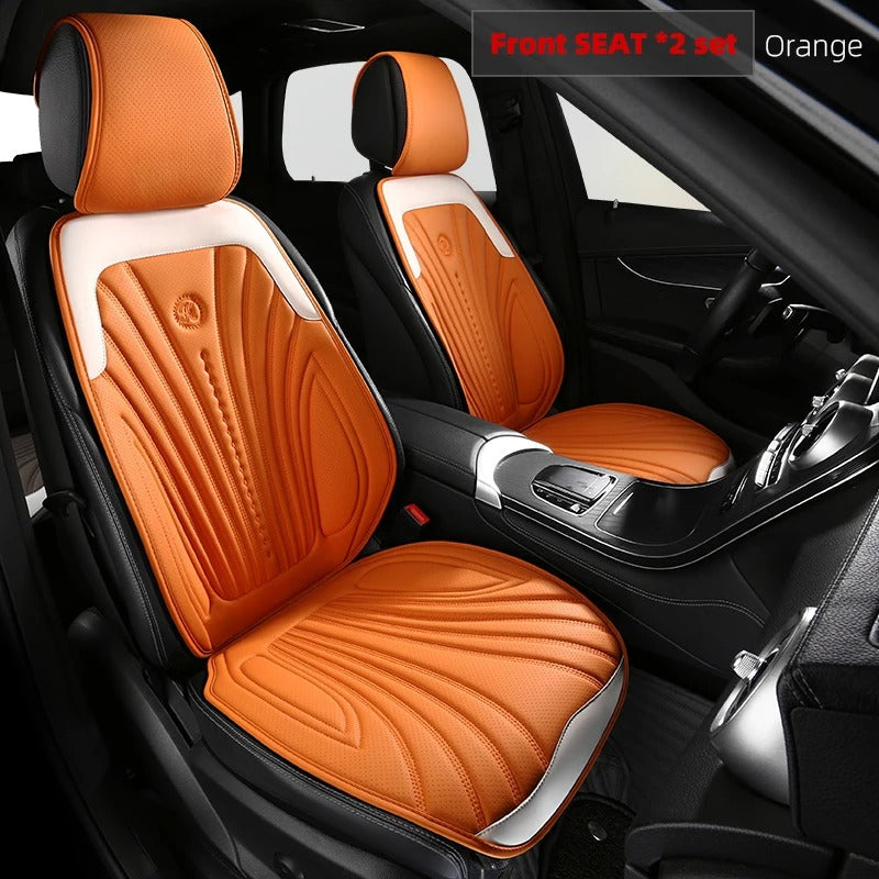 Universal Pink and White Car Seat Cover - Breathable Leather Protector Mat with Anti-Slip Design