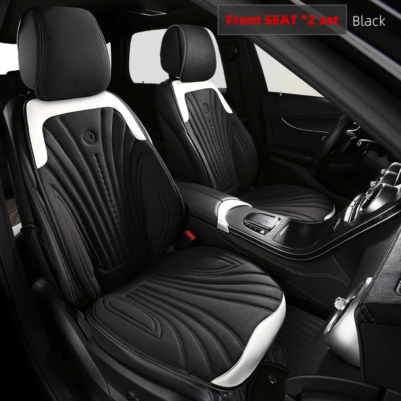 Universal Pink and White Car Seat Cover - Breathable Leather Protector Mat with Anti-Slip Design