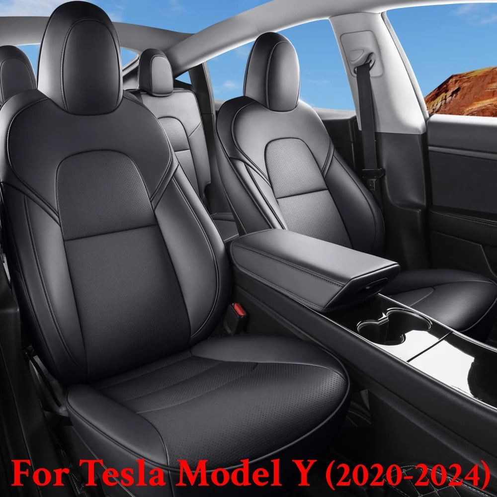 Custom Fit Nappa Leather Car Seat Covers - Full Set for Tesla Model Y (2020-2024)