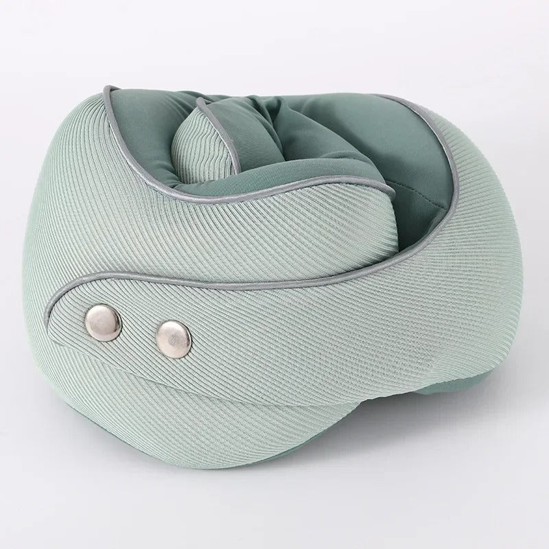 Portable U-Shaped Memory Cotton Travel Pillow – Disassemblable, Washable, and Magnetic Buckle Design - Delicate Leather  