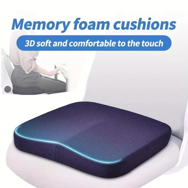 Ergonomic Memory Foam Office and Car Cushion – Anti-Hemorrhoid Chair Pillow for Comfortable Sitting