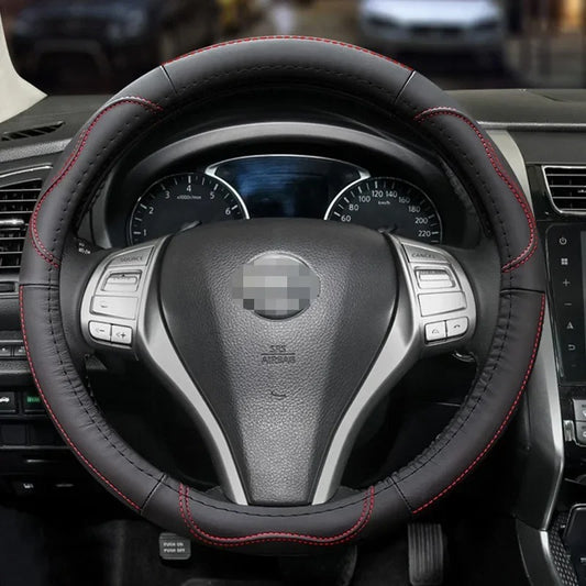 Leather Steering Wheel Cover for All Seasons – Anti-Slip Universal Car Steering Wheel Protector - Delicate Leather