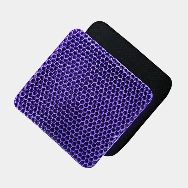 Large Purple Gel Seat Cushion – Ergonomic Support for Long-Distance Travel, Office, and Lower Back Pain Relief - Delicate Leather