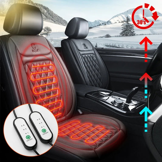 12V Heated Car Seat Cushion – Universal Winter Seat Heater with Three Heating Modes - Delicate Leather