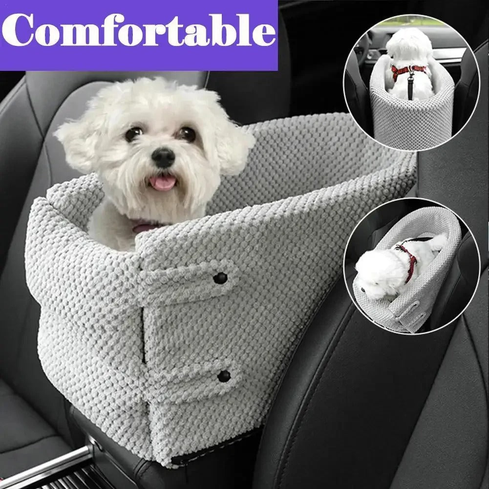 Small Pet Car Safety Seat - Portable Console Pet Nest for Cats & Small Dogs