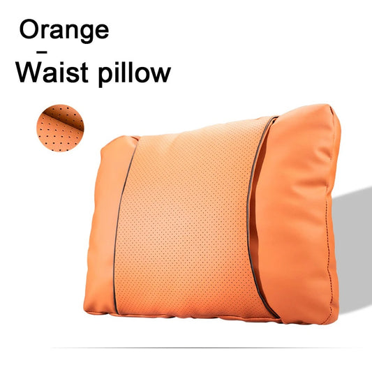 Luxury Nappa Leather Car Headrest & Lumbar Support Pillow – Ergonomic Neck & Back Cushion for Mercedes-Benz AMG A/B/C/E/S-Class - Delicate Leather