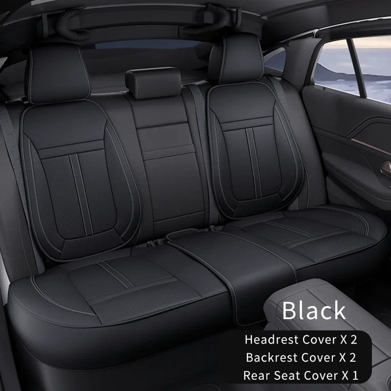 Full Set Nappa Leather Car Seat Covers – Waterproof, Universal Fit with Surround Bottom Design | Luxury Seat Protector for Cars, SUVs, Pickups