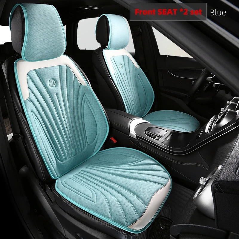 Universal Pink and White Car Seat Cover - Breathable Leather Protector Mat with Anti-Slip Design