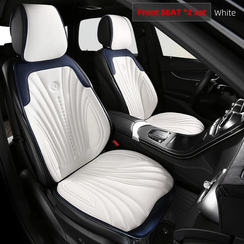 Universal Pink and White Car Seat Cover - Breathable Leather Protector Mat with Anti-Slip Design