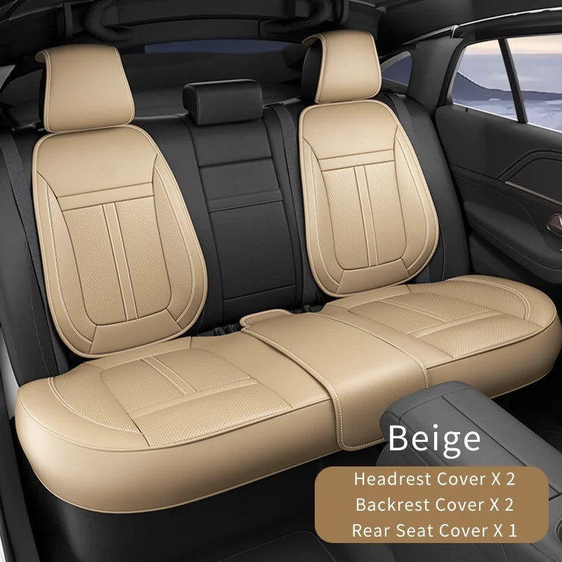 Full Set Nappa Leather Car Seat Covers – Waterproof, Universal Fit with Surround Bottom Design | Luxury Seat Protector for Cars, SUVs, Pickups