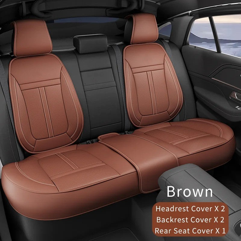 Full Set Nappa Leather Car Seat Covers – Waterproof, Universal Fit with Surround Bottom Design | Luxury Seat Protector for Cars, SUVs, Pickups