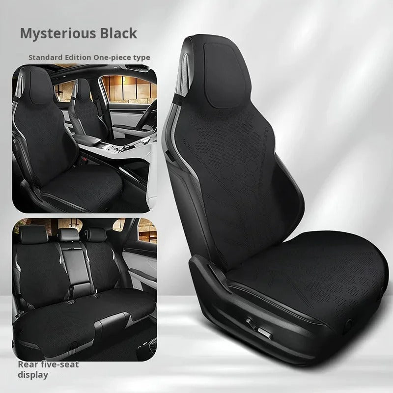 All-Season Breathable Suede Car Seat Cover - Ultra-Thin, Anti-Slip Protective Cushions for Front and Rear Seats