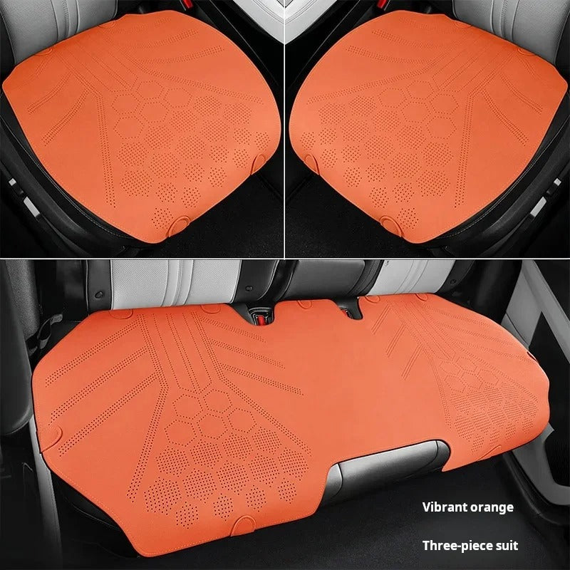 All-Season Breathable Suede Car Seat Cover - Ultra-Thin, Anti-Slip Protective Cushions for Front and Rear Seats