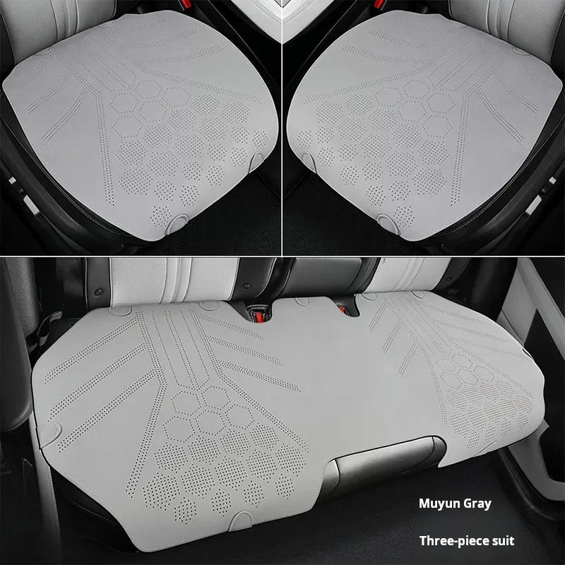 All-Season Breathable Suede Car Seat Cover - Ultra-Thin, Anti-Slip Protective Cushions for Front and Rear Seats